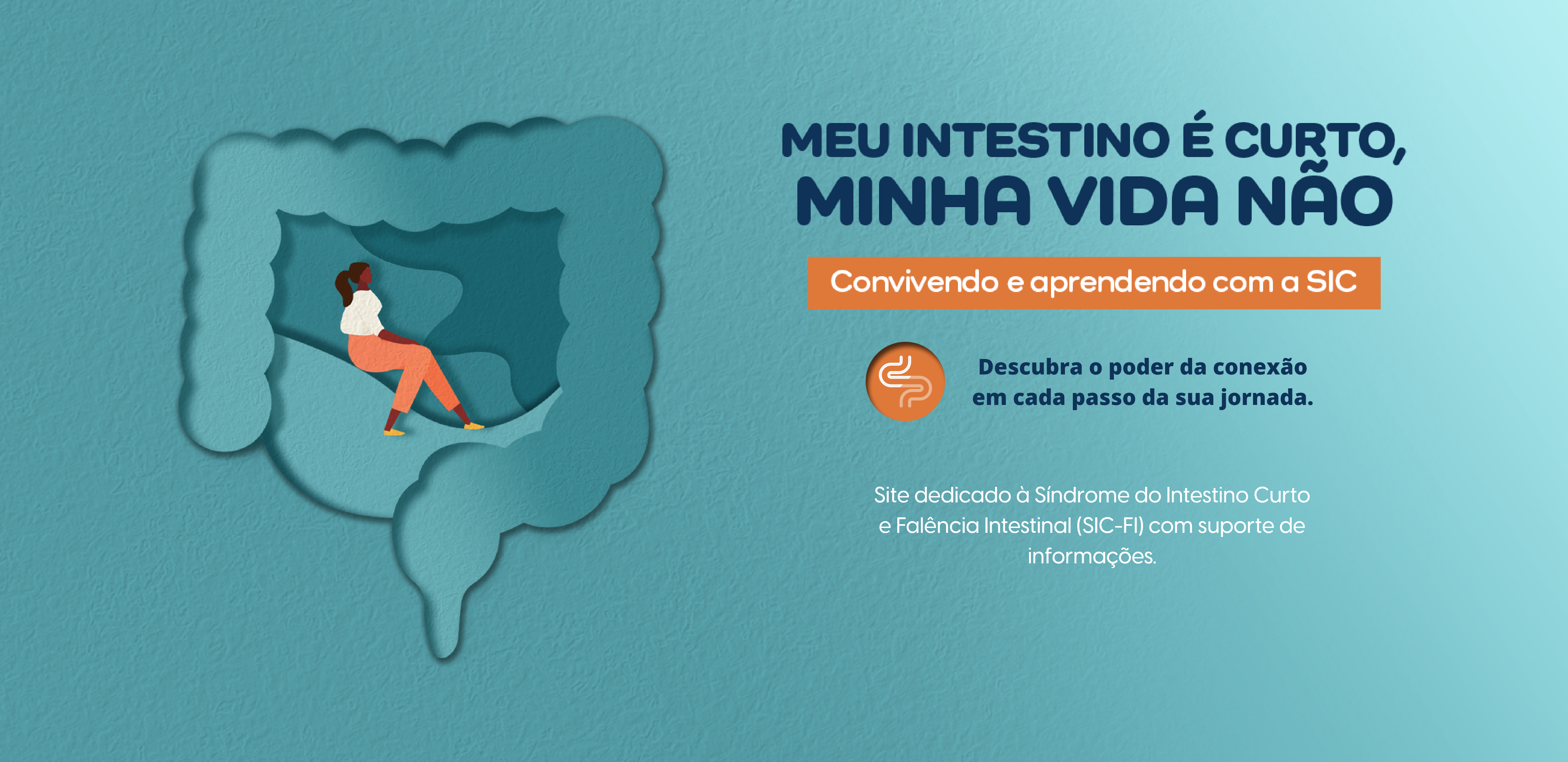 Banner informativo sobre intestino curto